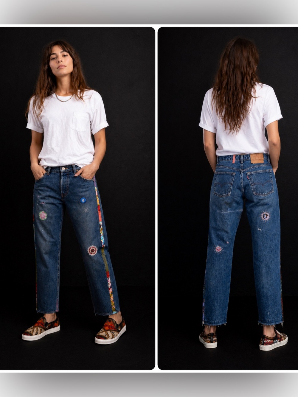 New! Atelier & Repairs The Nakameguro Embroidered Upcycled Straight Jeans 🌻 27